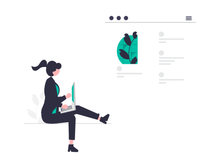Woman is coding on a laptop